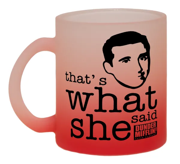 The office Michael That's what she said — Two-tone glass mug with matte red base, 330ml