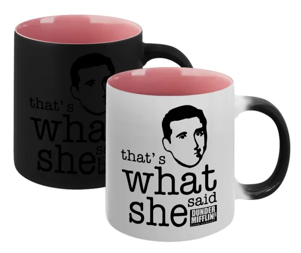 The office Michael That's what she said — Magic mug with pink interior, ceramic, 330ml, changes colour with hot drinks