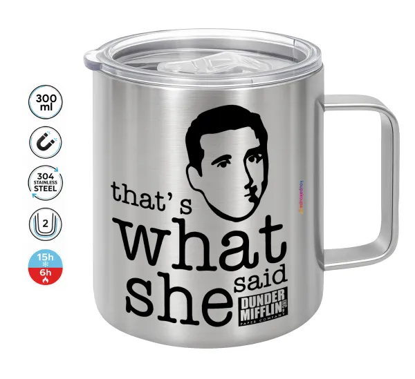 The office Michael That's what she said — Double-walled stainless steel mug 300ml with temperature-retaining lid