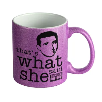 The office Michael That's what she said, Κούπα Μωβ Glitter που γυαλίζει, κεραμική, 330ml