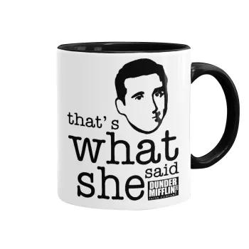 The office Michael That's what she said, Κούπα χρωματιστή μαύρη, κεραμική, 330ml