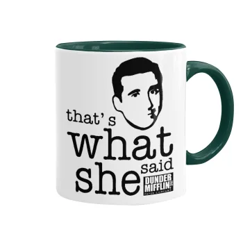 The office Michael That's what she said, Κούπα χρωματιστή πράσινη, κεραμική, 330ml