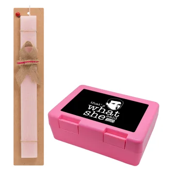 The office Michael That's what she said, Easter Set, children's snack container PINK & scented flat Easter candle (30cm) (PINK)