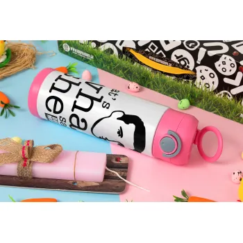 The office Michael That's what she said, Easter candle, Childrens hot water bottle, stainless steel, with safety straw, PINK (500ml)