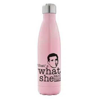 The office Michael That's what she said, Metal mug thermos Pink Iridiscent (Stainless steel), double wall, 500ml
