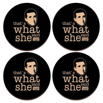 The office Michael That's what she said, ΣΕΤ x4 Σουβέρ ξύλινα στρογγυλά plywood (9cm)