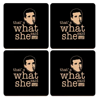 The office Michael That's what she said, ΣΕΤ x4 Σουβέρ ξύλινα τετράγωνα plywood (9cm)