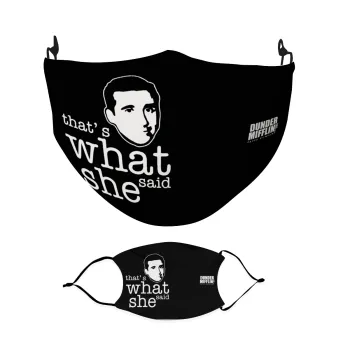 The office Michael That's what she said, Μάσκα υφασμάτινη Ενηλίκων πολλαπλών στρώσεων με υποδοχή φίλτρου