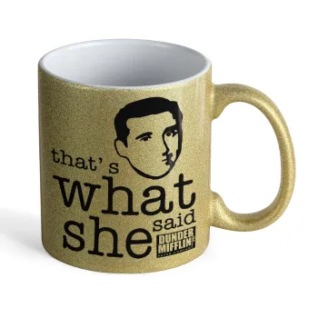 The office Michael That's what she said, Κούπα Χρυσή Glitter που γυαλίζει, κεραμική, 330ml