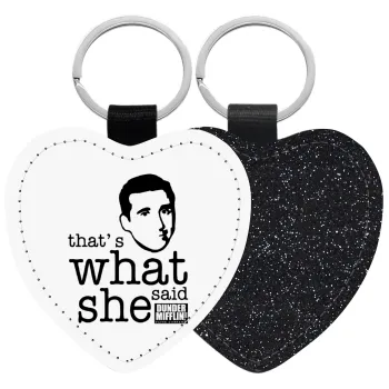 The office Michael That's what she said, Μπρελόκ PU δερμάτινο glitter καρδιά ΜΑΥΡΟ