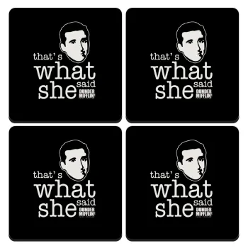 The office Michael That's what she said, ΣΕΤ 4 Σουβέρ ξύλινα τετράγωνα (9cm)