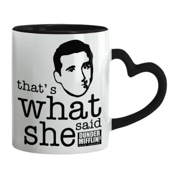 The office Michael That's what she said, Mug heart black handle, ceramic, 330ml