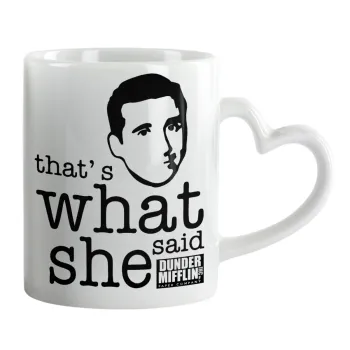 The office Michael That's what she said, Κούπα καρδιά χερούλι λευκή, κεραμική, 330ml