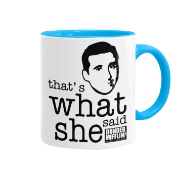 The office Michael That's what she said, Κούπα χρωματιστή γαλάζια, κεραμική, 330ml