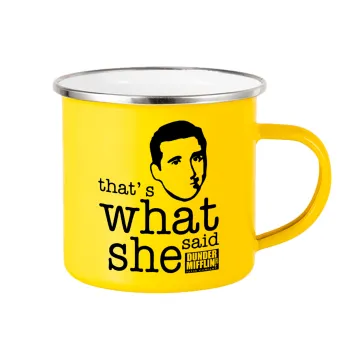 The office Michael That's what she said, Κούπα Μεταλλική εμαγιέ Κίτρινη 360ml