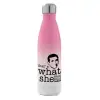 Metal mug thermos Pink/White (Stainless steel), double wall, 500ml