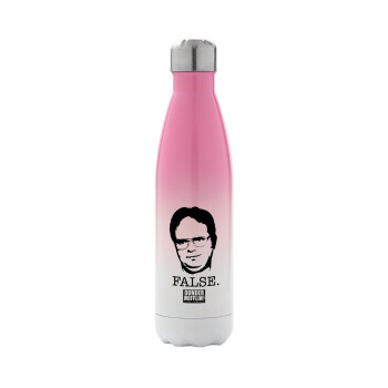 The office Dwight, Metal mug thermos Pink/White (Stainless steel), double wall, 500ml