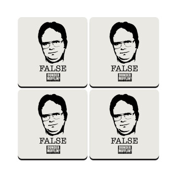 The office Dwight, ΣΕΤ 4 Σουβέρ ξύλινα τετράγωνα (9cm)
