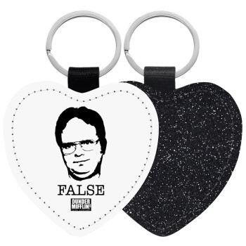 The office Dwight, Μπρελόκ PU δερμάτινο glitter καρδιά ΜΑΥΡΟ