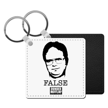 The office Dwight, Μπρελόκ Δερματίνη, τετράγωνο ΜΑΥΡΟ (5x5cm)