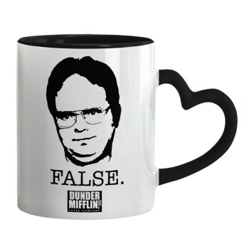 The office Dwight, Κούπα καρδιά χερούλι μαύρη, κεραμική, 330ml