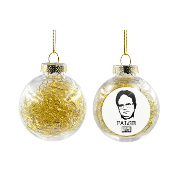 The office Dwight, Χριστουγεννιάτικη μπάλα δένδρου διάφανη με χρυσό γέμισμα 8cm