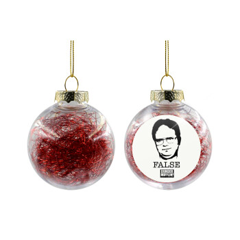 The office Dwight, Χριστουγεννιάτικη μπάλα δένδρου διάφανη με κόκκινο γέμισμα 8cm