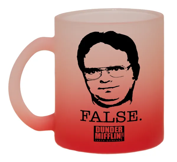 The office Dwight — Κούπα γυάλινη δίχρωμη με βάση το κόκκινο ματ, 330ml