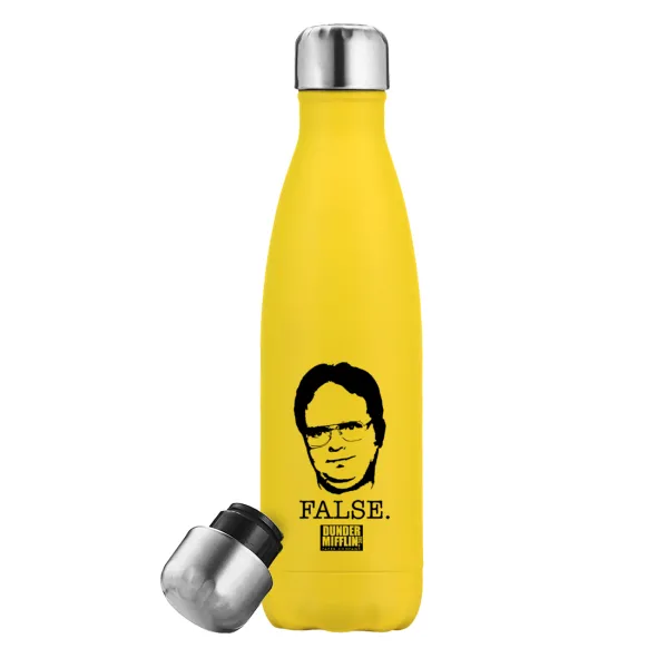 The office Dwight — Μεταλλικό παγούρι θερμός Κίτρινος (Stainless steel), διπλού τοιχώματος, 500ml