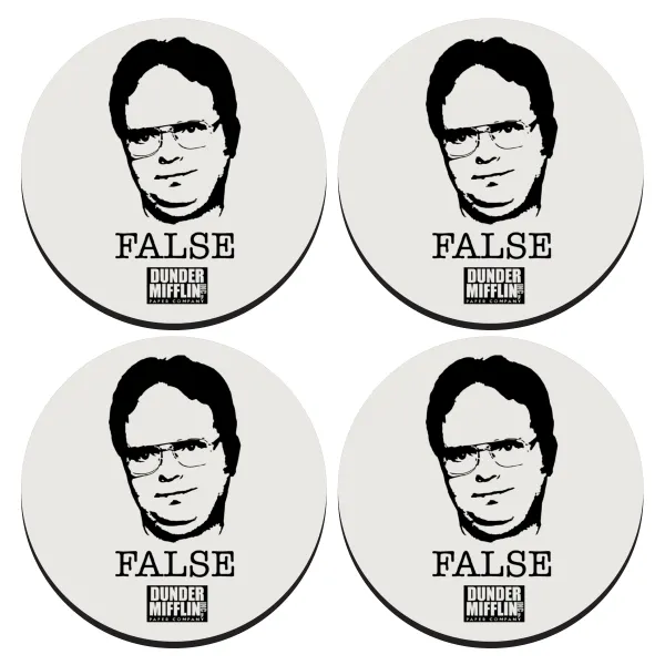 The office Dwight — ΣΕΤ 4 Σουβέρ ξύλινα στρογγυλά (9cm)