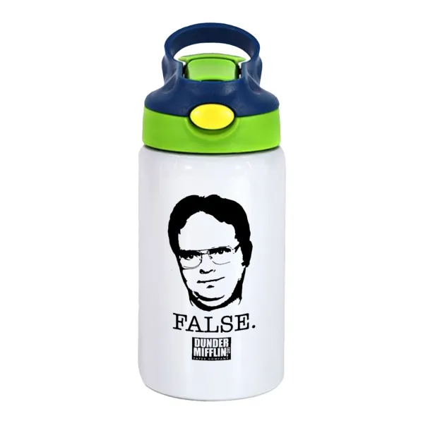The office Dwight — Παιδικό παγούρι θερμό, ανοξείδωτο, με καλαμάκι ασφαλείας, πράσινο/μπλε (350ml)