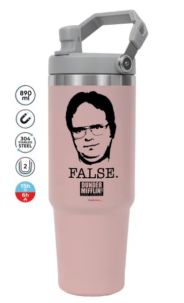 The office Dwight — ΡΟΖ Travel Tumbler Θερμός με χερούλι και καλαμάκι 890ml