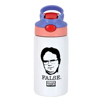 The office Dwight, Children's hot water bottle, stainless steel, with safety straw, pink/purple (350ml)