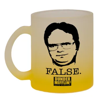 The office Dwight, Κούπα γυάλινη δίχρωμη με βάση το κίτρινο ματ, 330ml