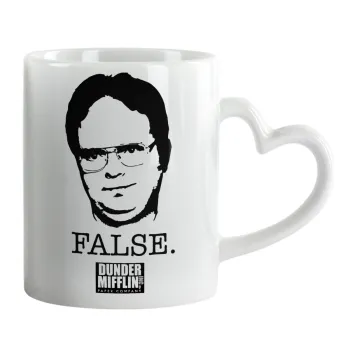 The office Dwight, Κούπα καρδιά χερούλι λευκή, κεραμική, 330ml