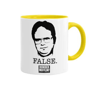 The office Dwight, Κούπα χρωματιστή κίτρινη, κεραμική, 330ml