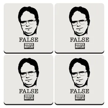 The office Dwight, ΣΕΤ 4 Σουβέρ ξύλινα τετράγωνα (9cm)