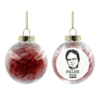 The office Dwight, Στολίδι Χριστουγεννιάτικη μπάλα δένδρου διάφανη με κόκκινο γέμισμα 8cm