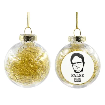 The office Dwight, Transparent Christmas tree ball ornament with gold filling 8cm