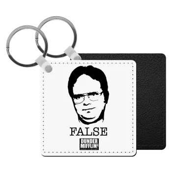 The office Dwight, Μπρελόκ Δερματίνη, τετράγωνο ΜΑΥΡΟ (5x5cm)