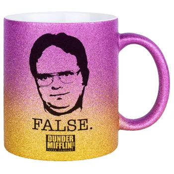 The office Dwight, Κούπα Χρυσή/Ροζ Glitter, κεραμική, 330ml