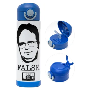 The office Dwight, Παιδικό παγούρι θερμό, ανοξείδωτο, με καλαμάκι ασφαλείας, ΜΠΛΕ (500ml)