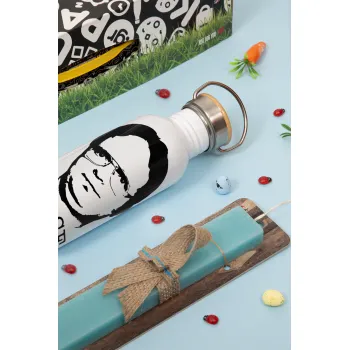 The office Dwight, Πασχαλινή Λαμπάδα με παγούρι μεταλλικό (620ml, stainless steel) & κερί αρωματικό πλακέ (30cm) (ΤΙΡΚΟΥΑΖ)