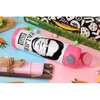 The office Dwight, Easter candle, Childrens hot water bottle, stainless steel, with safety straw, PINK (500ml)