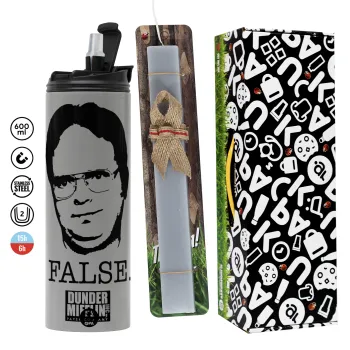 The office Dwight, Πασχαλινή Λαμπάδα με Travel Tumbler θερμό (600ml, BPA free) & κερί αρωματικό πλακέ (30cm) (ΓΚΡΙ)