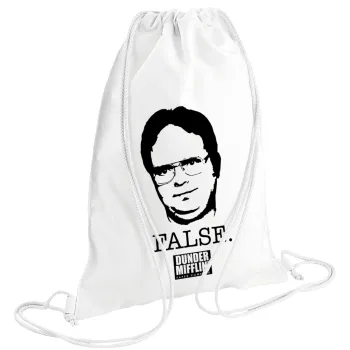 The office Dwight, Τσάντα πλάτης πουγκί GYMBAG λευκή (28x40cm)
