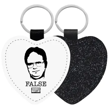 The office Dwight, Μπρελόκ PU δερμάτινο glitter καρδιά ΜΑΥΡΟ