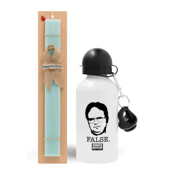 The office Dwight, Easter Set, metallic aluminum water bottle (500ml) & scented flat candle (30cm) (TURQUOISE)