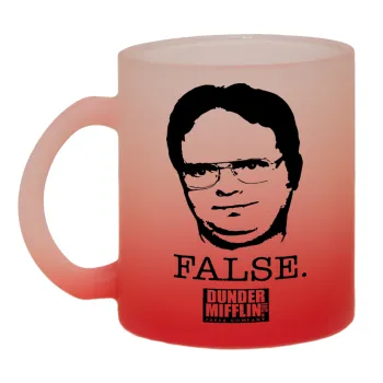 The office Dwight, Κούπα γυάλινη δίχρωμη με βάση το κόκκινο ματ, 330ml