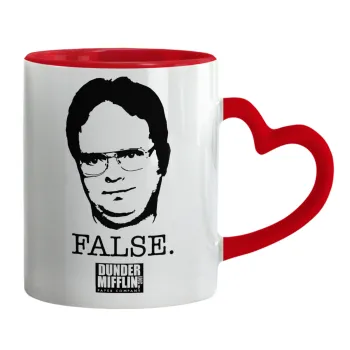 The office Dwight, Mug heart red handle, ceramic, 330ml